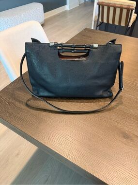 Gucci Black Leather Bamboo-Handle Shoulder Bag